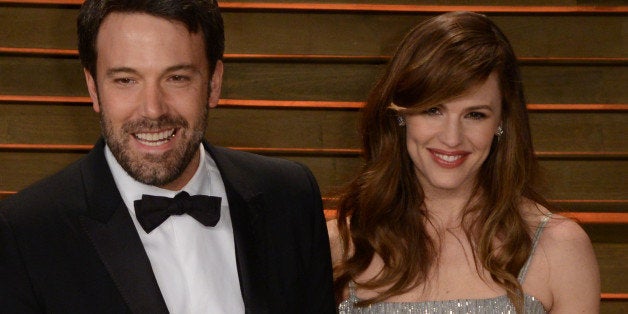 WEST HOLLYWOOD, CA - MARCH 02: Actors Ben Affleck and wife Jennifer Garner arrive at the 2014 Vanity Fair Oscar Party Hosted
