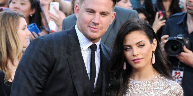 WESTWOOD, CA - JUNE 10: (L-R) Actor/producer Channing Tatum and wife actress Jenna Dewan-Tatum arrive at the Los Angeles Premiere '22 Jump Street' on June 10, 2014 at Regency Village Theatre in Westwood, California. (Photo by Barry King/FilmMagic)