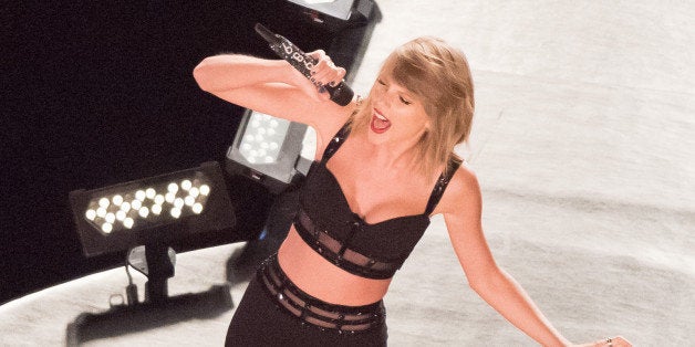 LOS ANGELES, CA - OCTOBER 23: Taylor Swift is seen performing on 'Jimmy Kimmel Live' on October 23, 2014 in Los Angeles, Cali