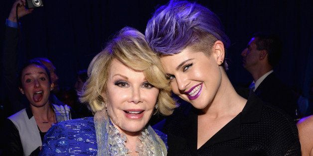 NBCUNIVERSAL CABLE ENTERTAINMENT UPFRONT -- '2014 NBCUniversal Cable Entertainment Upfront at the Javits Center in New York City on Thursday, May 15, 2014' -- Pictured: (l-r) Joan Rivers, Kelly Osbourne 'Fashion Police' on E! Entertainment-- (Photo by: Larry Busacca/USA Network/NBCU Photo Bank via Getty Images)