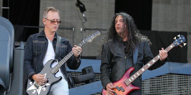 KNEBWORTH, UNITED KINGDOM - JULY 06: Jerry Cantrell and Mike Inez of Alice In Chains perform at Day 3 of the Sonisphere Festival at Knebworth Park on July 6, 2014 in Knebworth, England. (Photo by Chiaki Nozu/WireImage)