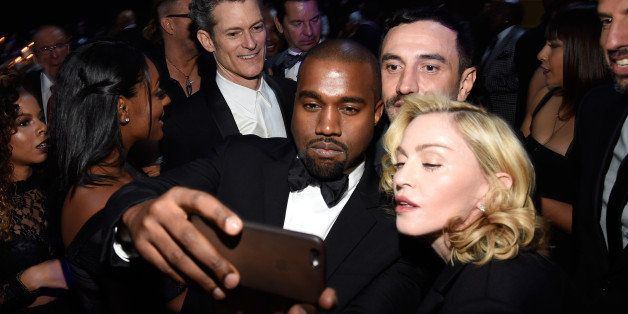 NEW YORK, NY - OCTOBER 30: (Exclusive Coverage) Kanye West, Riccardo Tisci and Madonna attend Keep A Child Alive's 11th Annual Black Ball at Hammerstein Ballroom on October 30, 2014 in New York City. (Photo by Kevin Mazur/Child2014/WireImage)