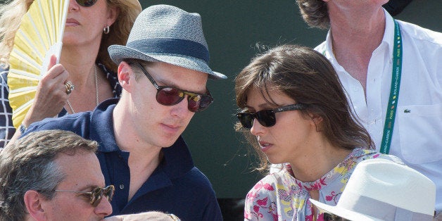 PARIS, FRANCE - JUNE 08: Actor Benedict Cumberbatch and his companion attend the Men's Final of Roland Garros French Tennis Open 2014 - Day 15 at Roland Garros on June 8, 2014 in Paris, France. (Photo by Rindoff/Charriau/French Select/Getty Images)