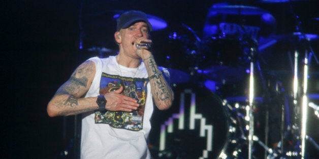 Eminem performs at the Austin City Limits Music Festival on Saturday, Oct. 4, 2014, in Austin, Texas. (Photo by Jack Plunkett