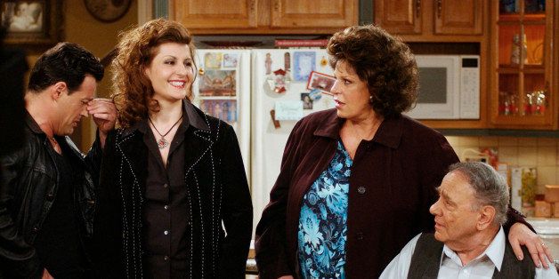 Cast members of the new CBS comedy series "My Big Fat Greek Life," from left, Louis Mandylor, Nia Vardalos, Lainie Kazan and Michael Constantine, rehearse a scene on the set of the show Friday, Feb. 14, 2003, in Los Angeles. The half-hour sitcom, based on the hit film "My Big Fat Greek Wedding," will settle into a regular Sunday night time slot after it's premiere at 9:30 p.m., EST, Monday, Feb. 24. (AP Photo/Rene Macura)