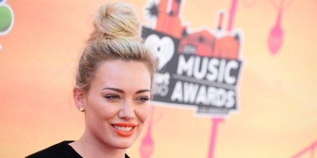 Hilary Duff arrives at the iHeartRadio Music Awards at the Shrine Auditorium on Thursday, May 1, 2014, in Los Angeles. (Photo
