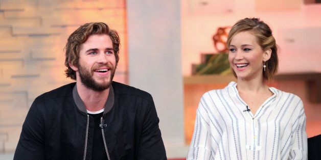 GOOD MORNING AMERICA - Jennifer Lawrence, Liam Hemsworth and Josh Hutcherson of 'The Hunger Games' are guests on 'Good Morning America,' 11/13/14, airing on the ABC Television Network. (Photo by Fred Lee/ABC via Getty Images) 