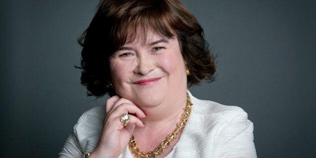 This June 24, 2014 photo shows Scottish singer Susan Boyle poses for a portrait in promotion of her upcoming US tour in New York. (Photo by Amy Sussman/Invision/AP)