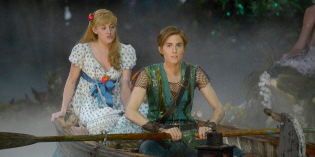 PETER PAN LIVE! -- Dress Rehearsal -- Pictured: (l-r) Taylor Louderman as Wendy Darling, Allison Williams as Peter Pan -- (Photo by: Virginia Sherwood/NBC/NBCU Photo Bank via Getty Images)