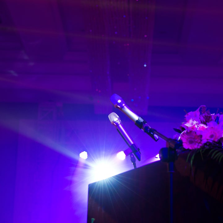 close up of microphone on stage.