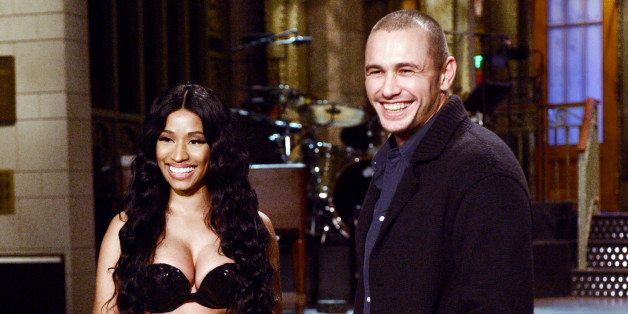 SATURDAY NIGHT LIVE -- 'James Franco' Episode 1670 -- Pictured: (l-r) Nicki Minaj and James Franco on December 4, 2014 -- (Photo by: Dana Edelson/NBC/NBCU Photo Bank via Getty Images)