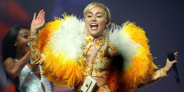 PERTH, AUSTRALIA - OCTOBER 23: Miley Cyrus performs her Bangerz Tour live at Perth Arena on October 23, 2014 in Perth, Australia. (Photo by Paul Kane/Getty Images)