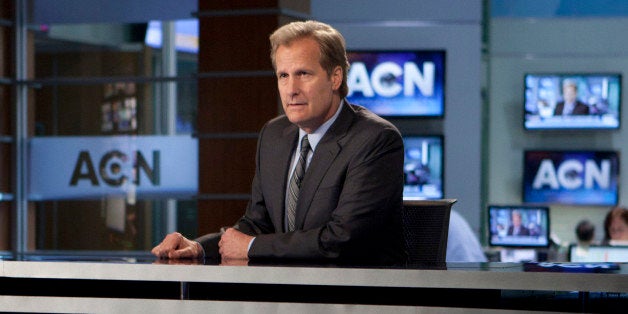 This image released by HBO shows Jeff Daniels in a scene from the HBO original series, "The Newsroom." HBO announced Monday, July 2, 2012, it's bringing back âThe Newsroomâ and âTrue Bloodâ each for another season. âThe Newsroom,â created and written by Oscar-winner Aaron Sorkin, has won a green light for a second season after just two episodes have aired. Though getting mixed reviews from critics, the show attracted a healthy audience for its premiere, totaling 2.1 million viewers. Set at a cable news network, âThe Newsroomâ features Jeff Daniels, Emily Mortimer, Alison Pill and Sam Waterston. (AP Photo/HBO, Melissa Moseley)