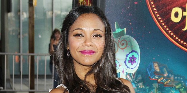 LOS ANGELES, CA - OCTOBER 12: Zoe Saldana arrives at the Los Angeles premiere of 'Book Of Life' held at Regal Cinemas L.A. Live on October 12, 2014 in Los Angeles, California. (Photo by Michael Tran/FilmMagic)