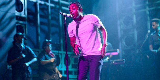 SATURDAY NIGHT LIVE -- 'Woody Harrelson' Episode 1668 -- Pictured: Musical guest Kendrick Lamar performs on November 15, 2014 -- (Photo by: Dana Edelson/NBC/NBCU Photo Bank via Getty Images)