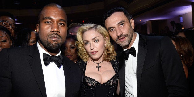 NEW YORK, NY - OCTOBER 30: (Exclusive Coverage) Kanye West, Madonna and Riccardo Tisci attend Keep A Child Alive's 11th Annual Black Ball at Hammerstein Ballroom on October 30, 2014 in New York City. (Photo by Kevin Mazur/Child2014/WireImage)