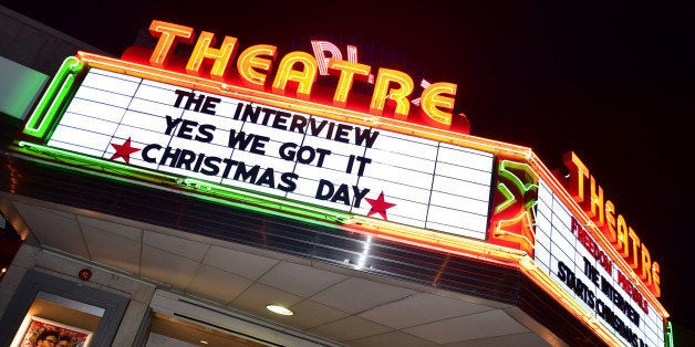 ATLANTA, GA - DECEMBER 25: General view of Sony Pictures' release of 'The Interview' at the Plaza Theater on, Christmas Day, December 25, 2014 in Atlanta, Georgia. Sony hackers have been releasing stolen information and threatened attacks on theaters that screen the film. (Photo by Moses Robinson/WireImage)