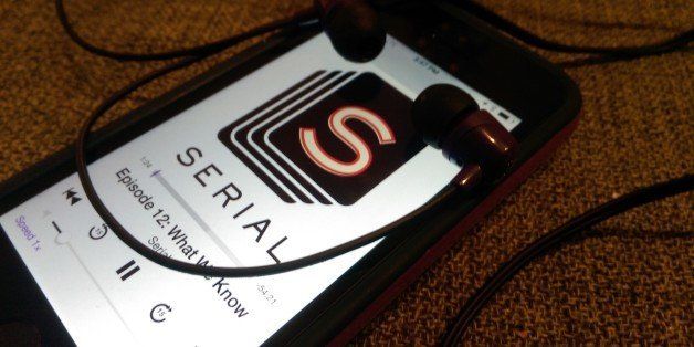 an iPhone with headphones playing the last episode of the Serial NPR podcast