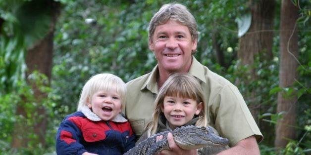 SUNSHINE COAST, AUSTRALIA - JUNE 25: (EUROPE AND AUSTRALASIA OUT) Bob, Steve and Bindi Irwin pose with 3yr old alligator Russ at Australia Zoo on June 25, 2005 on the Sunshine Coast in Australia. (Photo by MeganSlade/Newspix/Getty Images)