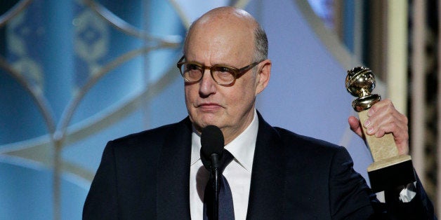 BEVERLY HILLS, CA - JANUARY 11: In this handout photo provided by NBCUniversal, Jeffrey Tambor, Winner of Best Actor - TV Series, Comedy or Musical for 'Transparent', speaks onstage during the 72nd Annual Golden Globe Awards at The Beverly Hilton Hotel on January 11, 2015 in Beverly Hills, California. (Photo by Paul Drinkwater/NBCUniversal via Getty Images)