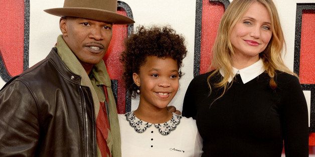 LONDON, ENGLAND - DECEMBER 16: Jamie Foxx, Quvenzhane Wallis and Cameron Diaz attend a photocall for 'Annie' at Corinthia Hotel London on December 16, 2014 in London, England. (Photo by David M. Benett/WireImage)