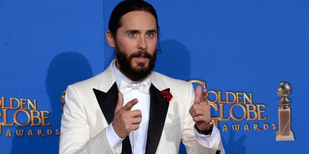 BEVERLY HILLS, CA - JANUARY 11: 72nd ANNUAL GOLDEN GLOBE AWARDS -- Pictured: Actor Jared Leto poses in the press room at the