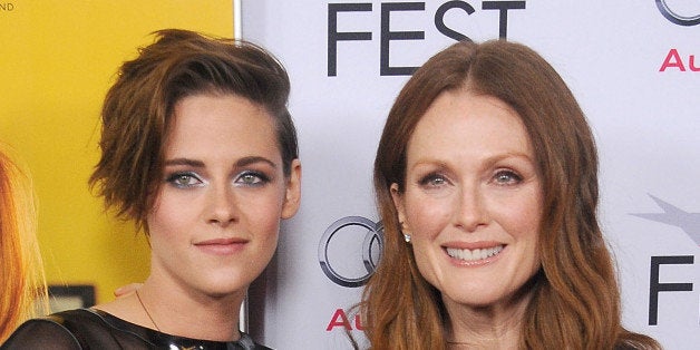 HOLLYWOOD, CA - NOVEMBER 12: Actors Kristen Stewart and Julianne Moore arrive at the AFI FEST 2014 Presented By Audi - 'Stil