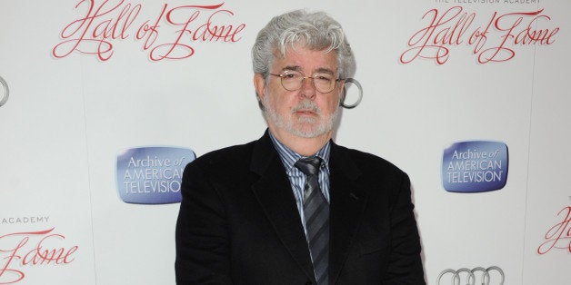 George Lucas arrives at The Academy of Television Arts and Sciences "22nd Annual Hall of Fame Ceremony" at the Beverly Hilton Hotel on Monday, March 11, 2013 in Los Angeles. (Photo by Richard Shotwell/Invision/AP)