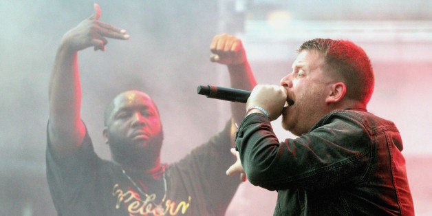 TORONTO, ON - JUNE 22: (L-R) Killer Mike and El-P of Run The Jewels performs at Dundas Square for North By Northeast (NXNE) 2014 on June 22, 2014 in Toronto, Canada. (Photo by Isaiah Trickey/FilmMagic)