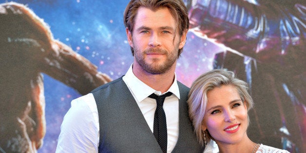 LONDON, ENGLAND - JULY 24: Chris Hemsworth and Elsa Pataky attend the UK Premiere of 'Guardians of the Galaxy' at Empire Lei