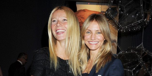 LONDON, ENGLAND - OCTOBER 05: (EMBARGOED FOR PUBLICATION IN UK TABLOID NEWSPAPERS UNTIL 48 HOURS AFTER CREATE DATE AND TIME. MANDATORY CREDIT PHOTO BY DAVE M. BENETT/GETTY IMAGES REQUIRED) Gwyneth Paltrow (L) and Cameron Diaz attend a drinks reception to officially launch Mayfair's 'The Arts Club' hosted by Prince Philip, Duke of Edinburgh, on October 5, 2011 in London, England. (Photo by Dave M. Benett/Getty Images)