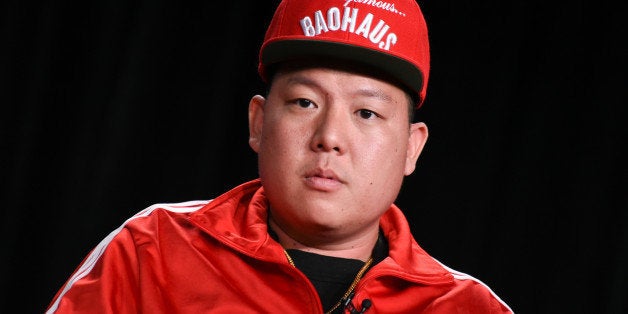 Eddie Huang speaks on stage during the "Fresh Off the Boat" panel at the Disney/ABC Television Group 2015 Winter TCA on Wednesday, Jan. 14, 2015, in Pasadena, Calif. (Photo by Richard Shotwell/Invision/AP)