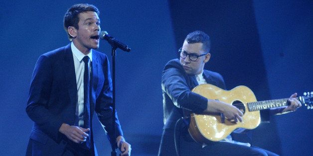 NEW YORK, NY - MAY 12: Nate Ruess and Jack Antonoff of Fun perform at The Robin Hood Foundation's 2014 Benefit at Jacob Javitz Center on May 12, 2014 in New York City. (Photo by Brad Barket/Getty Images)