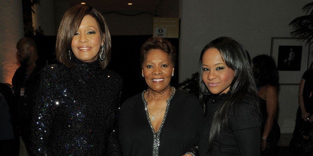 BEVERLY HILLS, CA - FEBRUARY 12: (EXCLUSIVE COVERAGE) (L-R) Singer Whitney Houston, Singer Dionne Warwick and Bobbi Kristina Brown arrives at the 2011 Pre-GRAMMY Gala and Salute To Industry Icons Honoring David Geffen at Beverly Hilton on February 12, 2011 in Beverly Hills, California. (Photo by Larry Busacca/Getty Images For The Recording Academy)