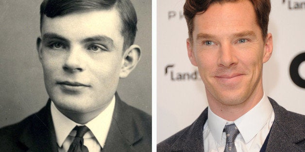 (FILE PHOTO) In this composite image a comparison has been made between Alan Turing (L) and actor Benedict Cumberbatch. Actor Benedict Cumberbatch will reportedly play Alan Turing in a film biopic 'The Imitation Game' directed by Morten Tyldum. ***LEFT IMAGE*** UNSPECIFIED: Alan Turing (1912-1954). Private Collection. (Photo by Fine Art Images/Heritage Images/Getty Images) **RIGHT IMAGE*** LONDON, ENGLAND - NOVEMBER 12: Benedict Cumberbatch arrives for the GQ 25th Anniversary Exhibition at Phillips De Pury on November 12, 2013 in London, England. (Photo by Stuart C. Wilson/Getty Images)