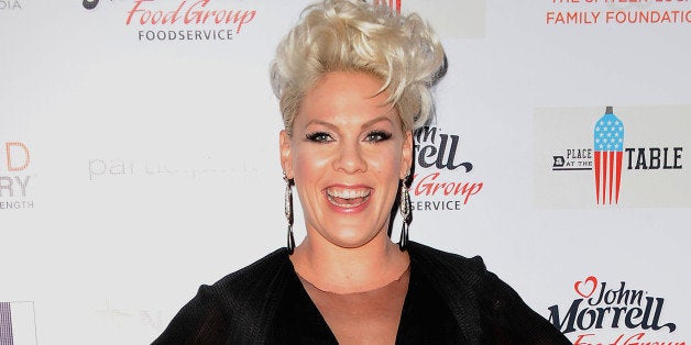 BEVERLY HILLS, CA - OCTOBER 25: Singer Pink attends the No Kid Hungry campaign fundraising dinner at Ron Burkle's Green Acre