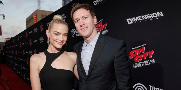 Jaime King and Kyle Newman attend the Los Angeles premiere of "Sin City: A Dame To Kill For" at the TCL Chinese Theatre on Tuesday, Aug. 19, 2014 in Los Angeles. (Photo by Todd Williamson/Invision/AP Images)