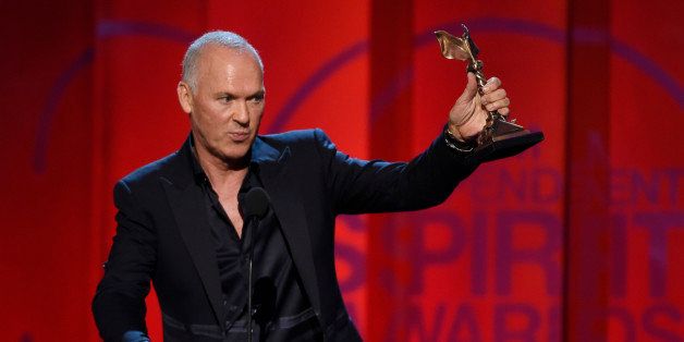 Michael Keaton accepts the award for best male lead for âBirdman or (The Unexpected Virtue of Ignorance)â at the 30th Film Independent Spirit Awards on Saturday, Feb. 21, 2015, in Santa Monica, Calif. (Photo by Chris Pizzello/Invision/AP)