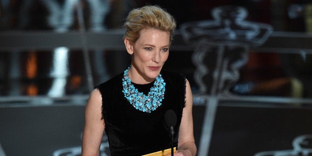 Cate Blanchett presents the award for best actor in a leading role at the Oscars on Sunday, Feb. 22, 2015, at the Dolby Theat