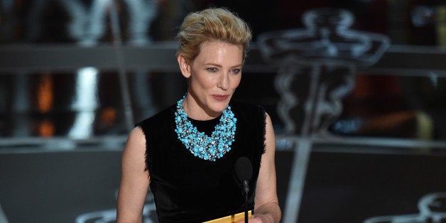 Cate Blanchett presents the award for best actor in a leading role at the Oscars on Sunday, Feb. 22, 2015, at the Dolby Theatre in Los Angeles. (Photo by John Shearer/Invision/AP)