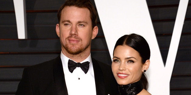 Channing Tatum, left, and Jenna Dewan Tatum arrive at the 2015 Vanity Fair Oscar Party on Sunday, Feb. 22, 2015, in Beverly H