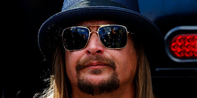 DAYTONA BEACH, FL - FEBRUARY 22: Recording Artist Kid Rock takes part in pre-race ceremonies for the NASCAR Sprint Cup Series 57th Annual Daytona 500 at Daytona International Speedway on February 22, 2015 in Daytona Beach, Florida. (Photo by Jerry Markland/Getty Images)