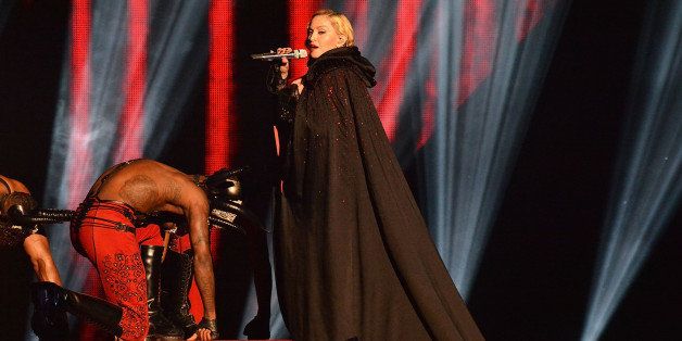 LONDON, ENGLAND - FEBRUARY 25: Madonna performs live on stage at the BRIT Awards 2015 at The O2 Arena on February 25, 2015 in London, England. (Photo by Jim Dyson/WireImage)