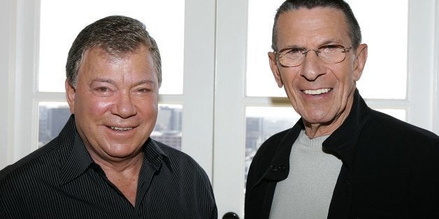 LOS ANGELES - AUGUST 9: Actors William Shatner (L) and Leonard Nimoy (R) promote the 'Star Trek' 40th Anniversary on the TV Land network at the Four Seasons hotel August 9, 2006 in Los Angeles, California. Episodes of the show will air September 8. (Photo by Frazer Harrison/Getty Images)