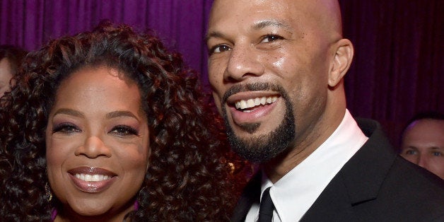 BEVERLY HILLS, CA - FEBRUARY 02: (L-R) Songwriter Diane Warren, Oprah Winfrey and recording artist/actor Common attend the 87