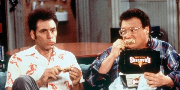 SEINFELD -- 'The Chicken Roaster' Episode 8 -- Pictured: (l-r) Michael Richards as Cosmo Kramer, Wayne Knight as Newman (Photo by Byron Cohen/NBC/NBCU Photo Bank via Getty Images)