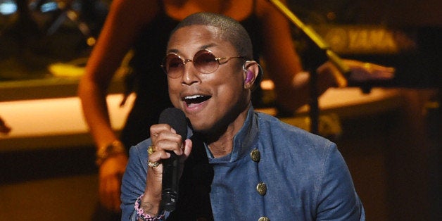 FILE - In this Feb. 10, 2015 file photo, Pharrell Williams performs at "Stevie Wonder: Songs in the Key of Life - An All-Star