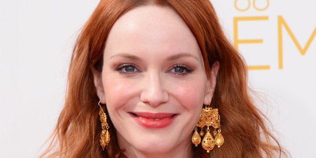 Christina Hendricks arrives at the 66th Annual Primetime Emmy Awards at the Nokia Theatre L.A. Live on Monday, Aug. 25, 2014,