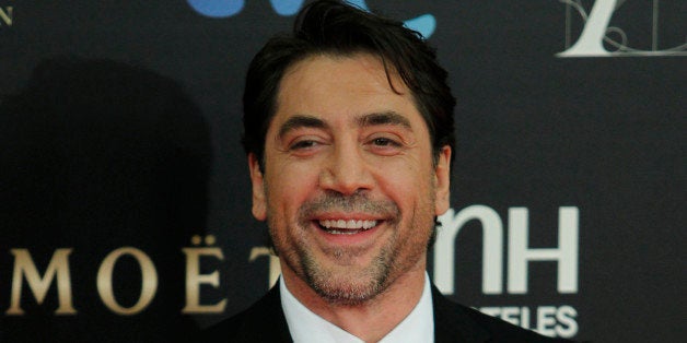 Spanish actor Javier Bardem poses on arrival for the Goya Awards in Madrid, Spain, Sunday, Feb. 17, 2013. (AP Photo/Andres Ku