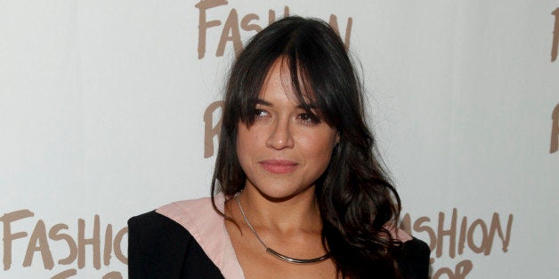 Michelle Rodriguez attends Naomi Campbell's Fashion For Relief during Mercedes-Benz Fashion Week Fall 2015 at The Theater at Lincoln Center on Saturday, Feb. 14, 2015 in New York. (Photo by Andy Kropa/Invision/AP)